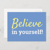 Geloof in jezelf Inspirerend Quote Blauw Wit Briefkaart (Voorkant / Achterkant)