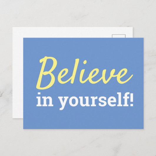 Geloof in jezelf Inspirerend Quote Blauw Wit Briefkaart (Voorkant / Achterkant)