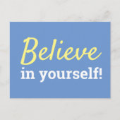 Geloof in jezelf Inspirerend Quote Blauw Wit Briefkaart (Voorkant)