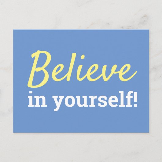 Geloof in jezelf Inspirerend Quote Blauw Wit Briefkaart (Voorkant)