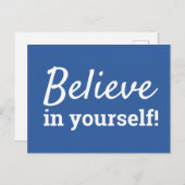 Geloof in jezelf Inspirerend Quote Blauw Wit Briefkaart (Voorkant / Achterkant)