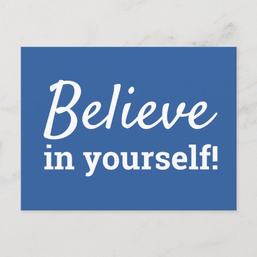 Geloof in jezelf Inspirerend Quote Blauw Wit Briefkaart (Voorkant)