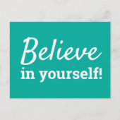 Geloof in jezelf Inspirerend Quote Blauwgroen Wit Briefkaart (Voorkant)