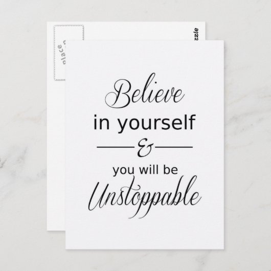 Geloof in jezelf Inspirerend Quote Briefkaart (Voorkant / Achterkant)