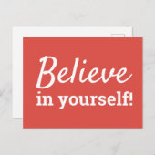 Geloof in jezelf Inspirerend Quote Rood Wit Briefkaart (Voorkant / Achterkant)