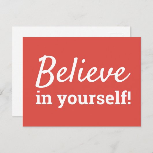 Geloof in jezelf Inspirerend Quote Rood Wit Briefkaart (Voorkant / Achterkant)