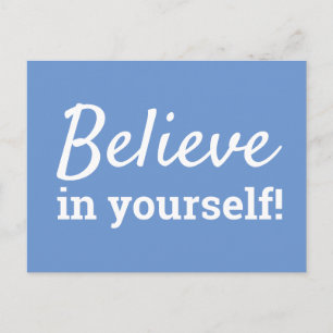Geloof in jezelf Inspirerende quote blauw wit Briefkaart