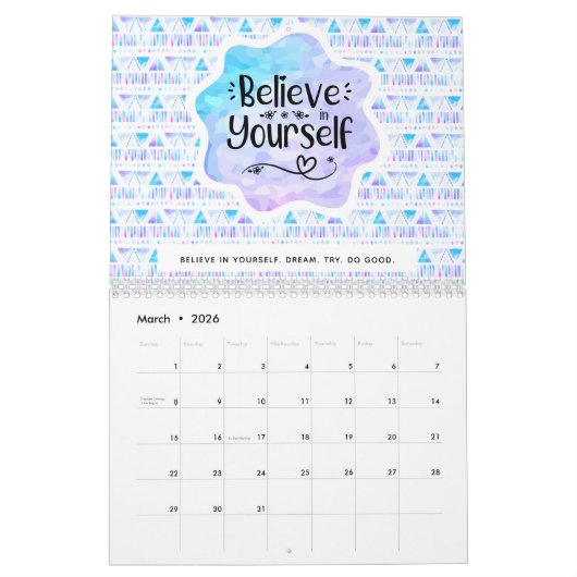 Geloof in jezelf kalender (Mar 2026)