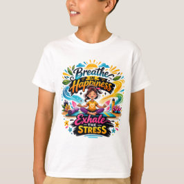 Geloof in jezelf kleurrijke kids yoga cartoon T-sh T-shirt