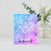 Geloof in jezelf Lotus Mandala roze blauw Briefkaart (Staand voorkant)