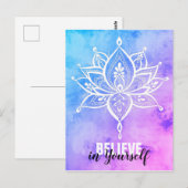 Geloof in jezelf Lotus Mandala roze blauw Briefkaart (Voorkant / Achterkant)