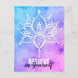 Geloof in jezelf Lotus Mandala roze blauw Briefkaart