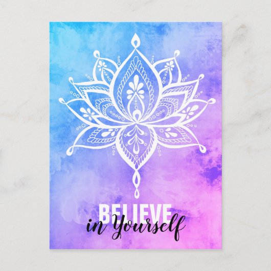 Geloof in jezelf Lotus Mandala roze blauw Briefkaart (Voorkant)