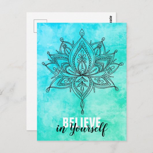Geloof in jezelf Lotus Mandala Turquoise Briefkaart (Voorkant / Achterkant)