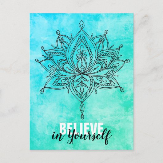Geloof in jezelf Lotus Mandala Turquoise Briefkaart (Voorkant)