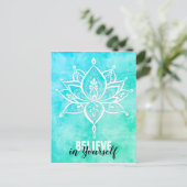 Geloof in jezelf Lotus Mandala Turquoise Briefkaart (Staand voorkant)