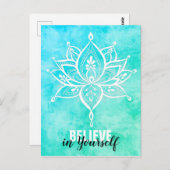 Geloof in jezelf Lotus Mandala Turquoise Briefkaart (Voorkant / Achterkant)