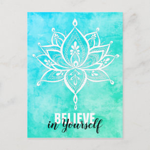 Geloof in jezelf Lotus Mandala Turquoise Briefkaart