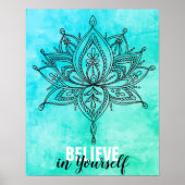Geloof in jezelf Lotus Mandala Turquoise Poster (Voorkant)