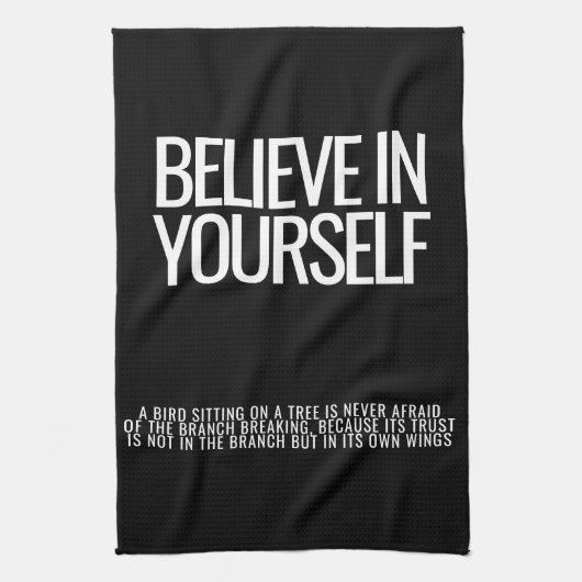 Geloof in jezelf Motivatie keukenhanddoek (Verticaal)