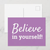 Geloof in jezelf Motivatie Quote Paarse Wit Briefkaart (Voorkant / Achterkant)