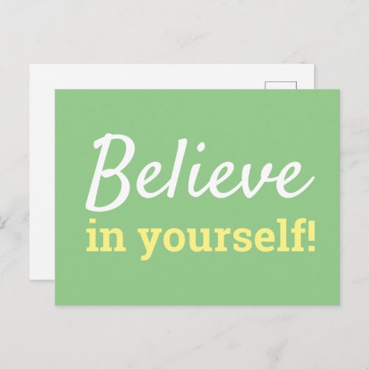 Geloof in jezelf Motivation Quote Green White Briefkaart (Voorkant / Achterkant)