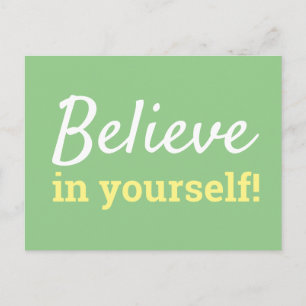 Geloof in jezelf Motivation Quote Green White Briefkaart