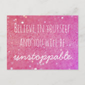 Geloof in jezelf Onstuitbaar roze briefkaart (Voorkant)