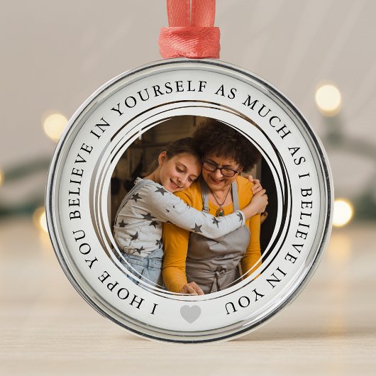 Geloof in jezelf Oprechte Foto Keepsake Kind Metalen Ornament