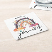 geloof in jezelf positief bevestigend cadeau mam kartonnen onderzetters (Schuin)