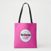 Geloof in jezelf Quote Waterverf roze Stippen Tote Bag (Voorkant)