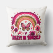 Geloof in jezelf Rainbow Butterfly Flowers Boho Kussen (Achterkant)