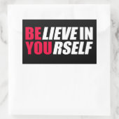 Geloof in jezelf rechthoekige sticker (Tas)
