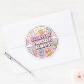 Geloof in jezelf ronde sticker (Envelop)