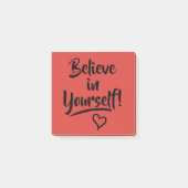 Geloof In Jezelf Rood Met Hart Doodle Positief Post-it® Notes (Voorkant)