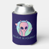 Geloof in jezelf Roze Alien Koelbox Blikjeskoeler (Blikje Voorkant)