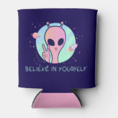 Geloof in jezelf Roze Alien Koelbox Blikjeskoeler (Voorkant)