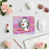 Geloof in jezelf Roze Glitter Inspirerend Muismat