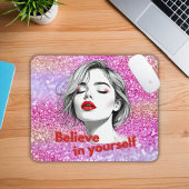 Geloof in jezelf Roze Glitter Inspirerend Muismat