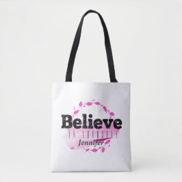 Geloof in jezelf roze Waterverf inspirerend Tote Bag
