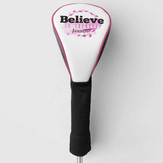 Geloof in jezelf roze Waterverf Motivatie Golfheadcover (Voorkant)