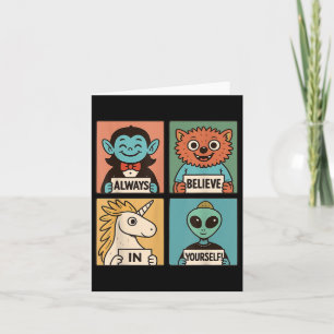 Geloof in jezelf_ Schattig monster & Alien Kaart