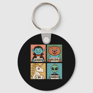 Geloof in jezelf_ Schattig monster & Alien Sleutelhanger