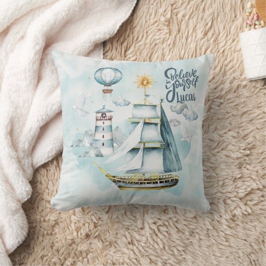 Geloof in jezelf Schip in de oceaan Kussen (Deken)