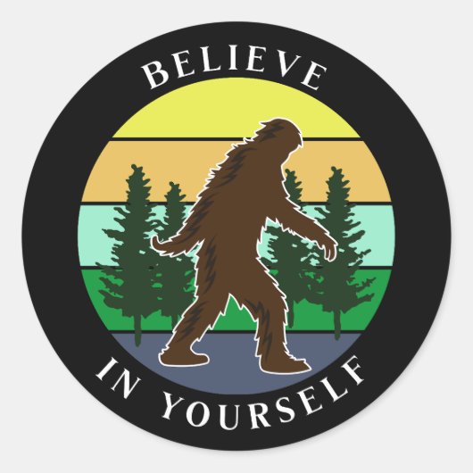 Geloof in jezelf |  Sunset Bigfoot Ronde Sticker (Voorkant)