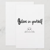 Geloof in jezelf tekst en afbeelding briefpapier (Voorkant / Achterkant)