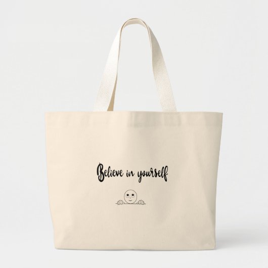 Geloof in jezelf tekst en afbeelding grote tote bag (Voorkant)