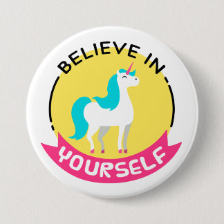 'Geloof in jezelf' Unicorn Badge Ronde Button 7,6 Cm
