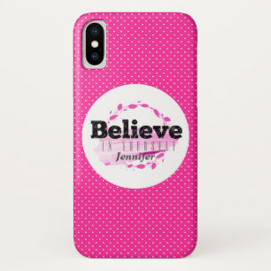 Geloof in jezelf waterverf roze polka stippen Case-Mate iPhone case