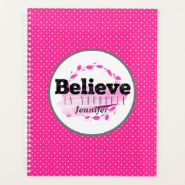 Geloof in jezelf waterverf roze polka stippen planner